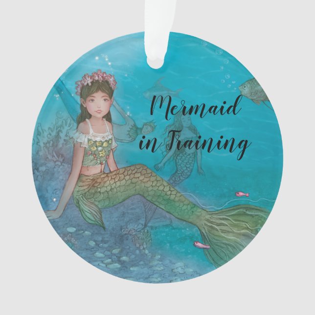 Mermaid in Training Customize with your own name Ornament (Front)