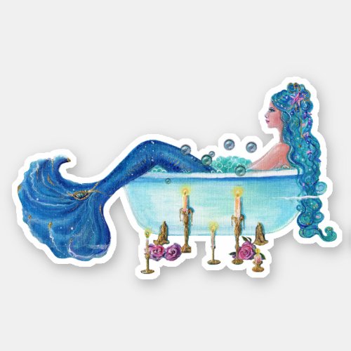 Mermaid in tub by  Renee Custom_Cut Vinyl Sticker