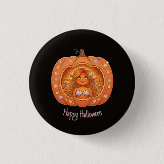 Mermaid Inside Pumpkin Design Button