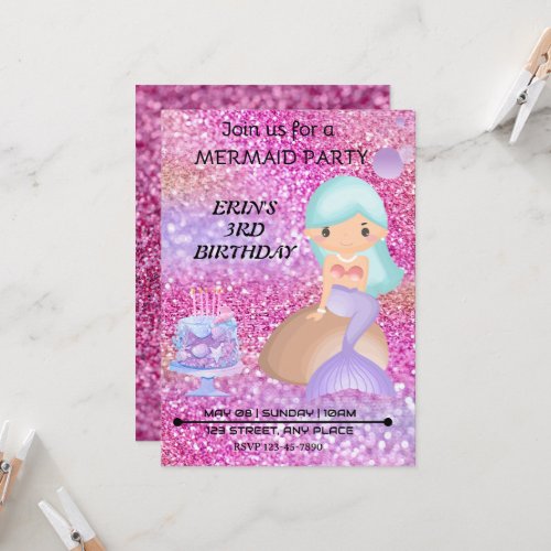 MERMAID invitation for  your kids birthday party