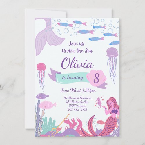 Mermaid Invitation Mermaid Birthday Invite