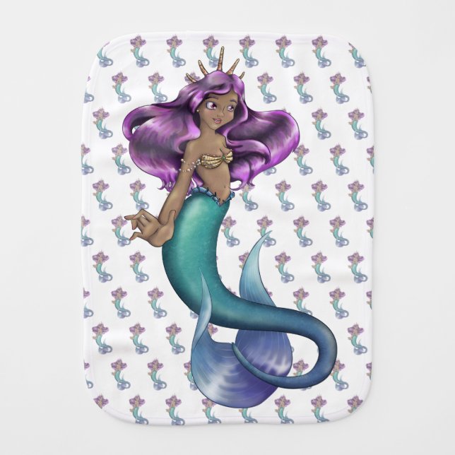 Mermaid Iole Baby Burp Cloth (Front)