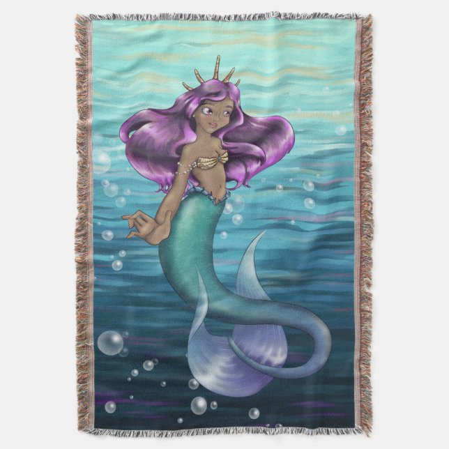 Mermaid Iole Throw Blanket (Front Vertical)