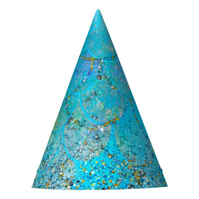 Mermaid Iridescent Pearl Shimmer Birthday Party Hat (Front)