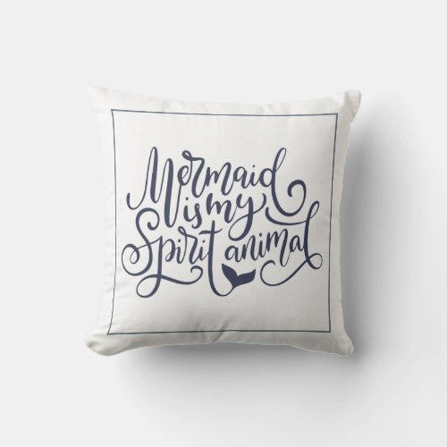 Mermaid is my Spirit animal double_side navy white Outdoor Pillow