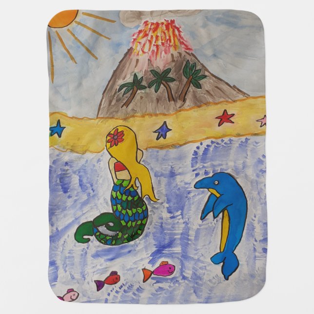 Mermaid Island Baby Blanket (Front)