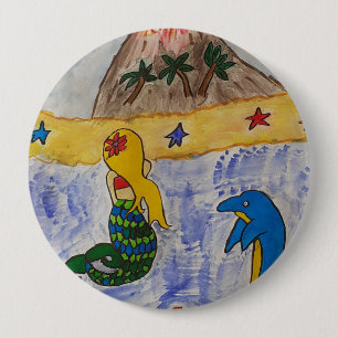 Mermaid Island Badge Button