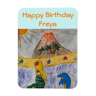Mermaid Island Birthday Flexible Magnet