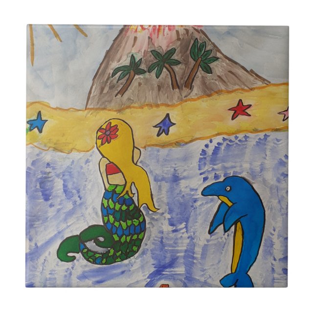 Mermaid Island Ceramic Tile (Front)