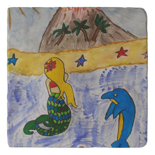 Mermaid Island Ceramic Trivet