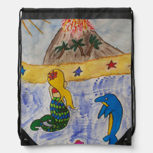 Mermaid Island Drawstring Backpack