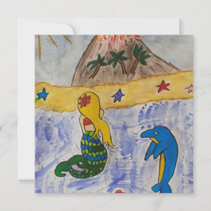 Mermaid Island Flat Greeting Card