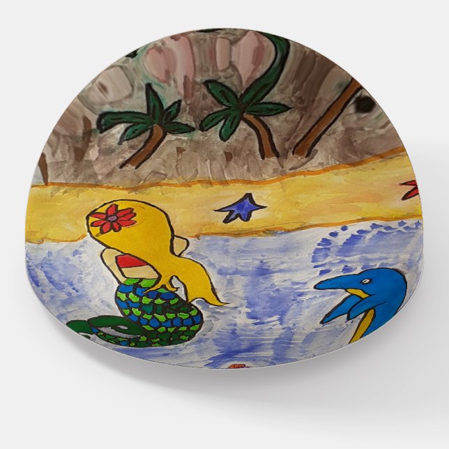 Mermaid Island Paperweight (Angled)