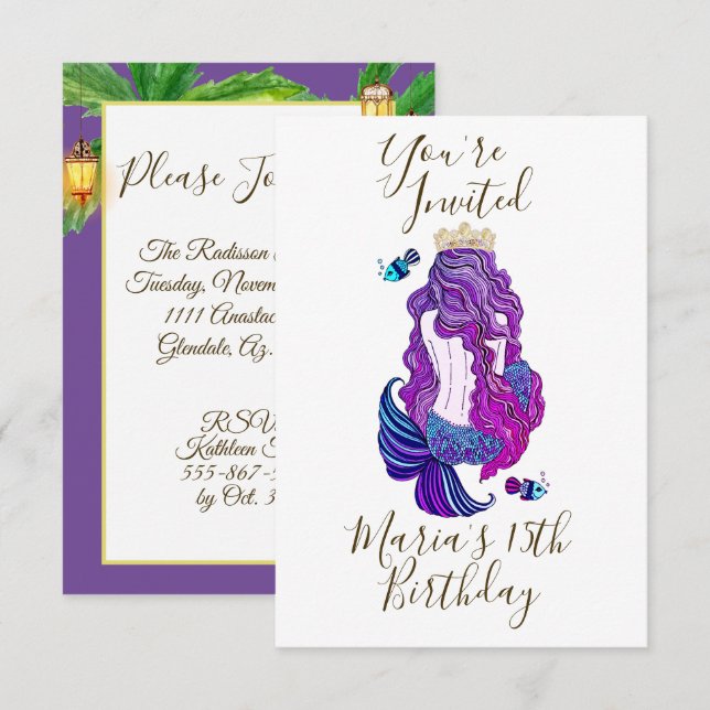 Mermaid Island  Paradise Invitation (Front/Back)