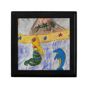 Mermaid Island Wooden Jewelry Box