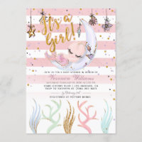 Mermaid It's a Girl Baby Shower Invitation