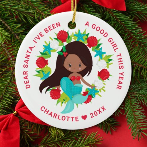 Mermaid Ive Been Good Girl Photo Christmas Ceramic Ornament