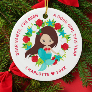 Mermaid I've Been Good Girl Photo Christmas Ceramic Ornament
