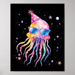 Mermaid Jellyfish Birthday Summer Matching Poster