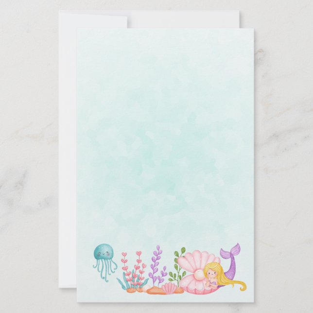 Mermaid & Jellyfish Under the Sea Watercolor (Front)