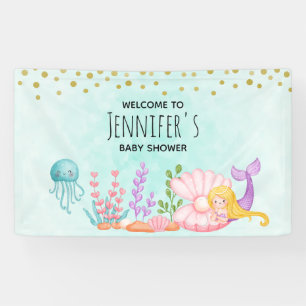 Mermaid & Jellyfish Under the Sea Watercolor Banner