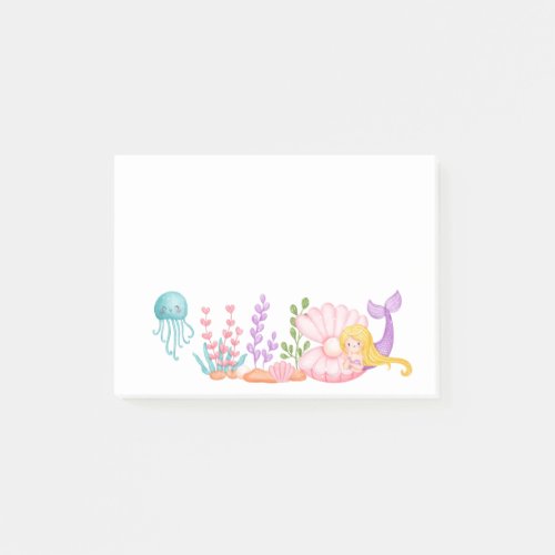 Mermaid  Jellyfish Under the Sea Watercolor Post_it Notes