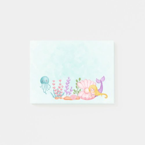 Mermaid  Jellyfish Under the Sea Watercolor Post_ Post_it Notes