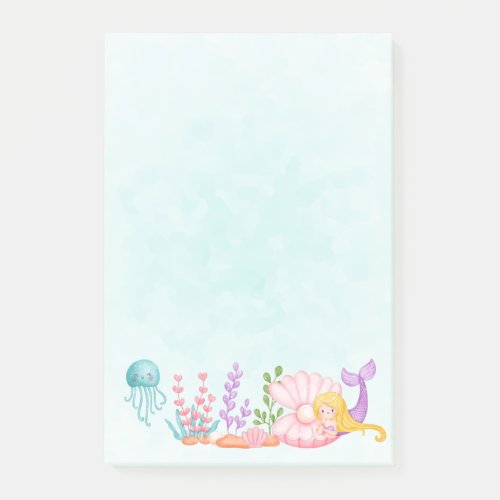 Mermaid  Jellyfish Under the Sea Watercolor Post_ Post_it Notes