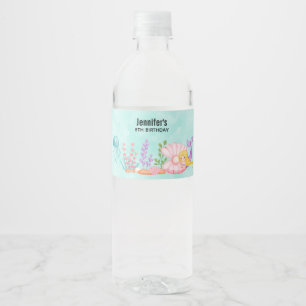 Mermaid & Jellyfish Under the Sea Watercolor Water Bottle Label