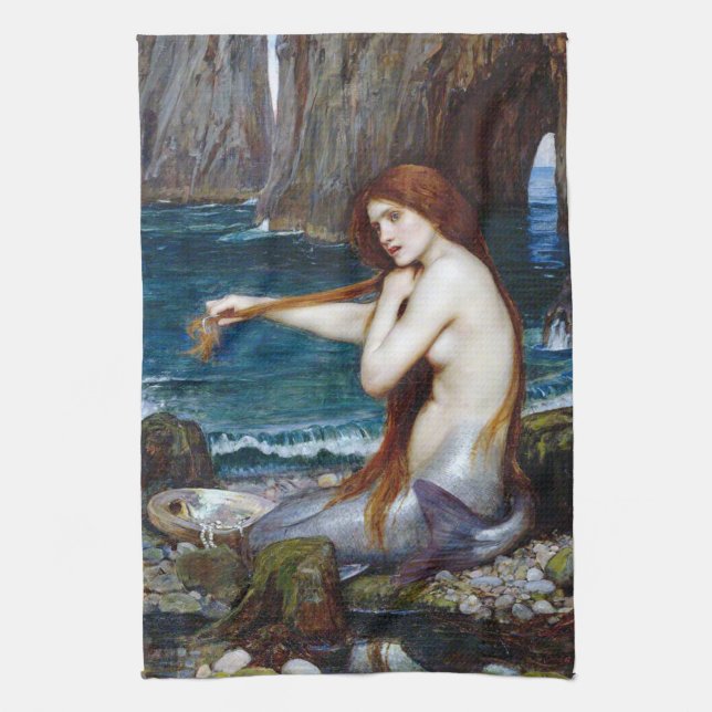 Mermaid, John William Waterhouse Kitchen Towel (Vertical)