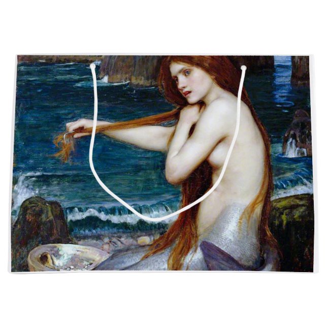 Mermaid, John William Waterhouse Large Gift Bag (Front)