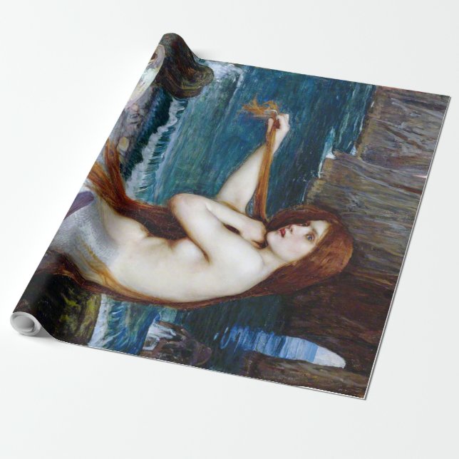 Mermaid, John William Waterhouse Wrapping Paper (Unrolled)