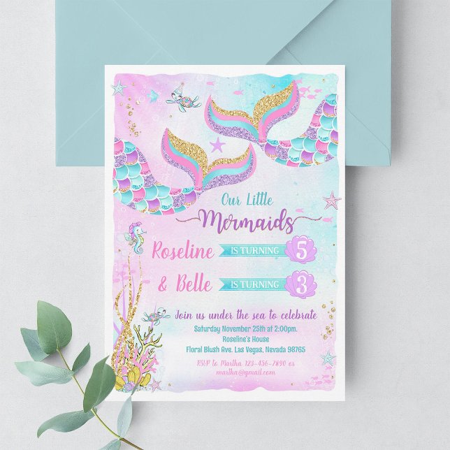 Mermaid Joint Birthday Invitation Under the Sea (Creator Uploaded)
