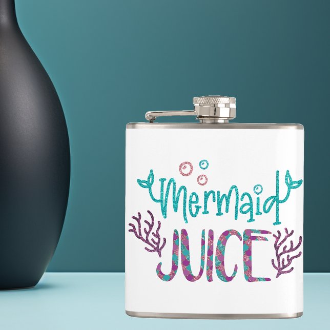 Mermaid Juice Glitter Handwritten Funny Flask (Creator Uploaded)