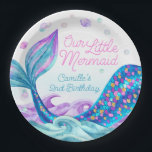 Mermaid Kids Birthday Party Paper Plates<br><div class="desc">Create a captivating tablescape with this beautiful mermaid under the sea birthday party theme paper plates. Most lettering is editable - click the "Customize Further" button to edit. Matching items in our store Cava party design</div>