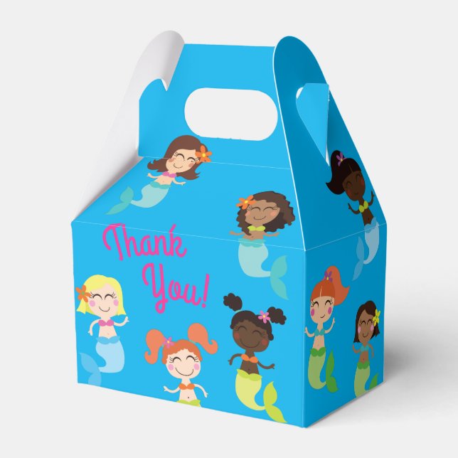 Mermaid Kids Birthday Pool Party Favor Boxes (Back Side)