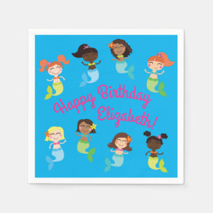 Mermaid Kids Birthday Pool Party Napkins