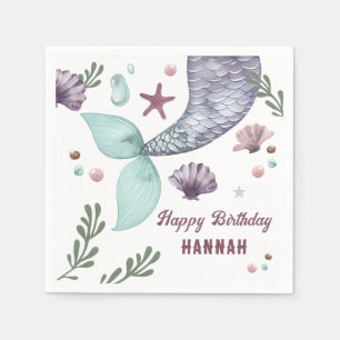Mermaid Kids Birthday Sea Purple Napkins