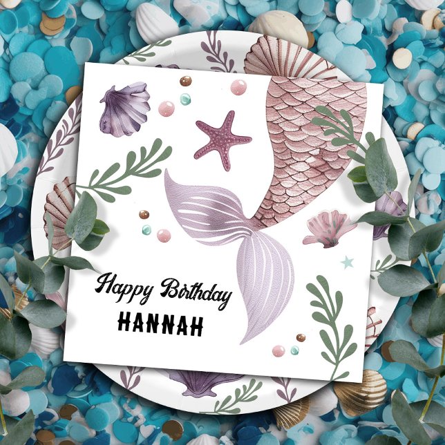 Mermaid Kids Birthday Sea Purple Napkins (Creator Uploaded)