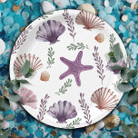 Mermaid Kids Birthday Sea Purple Pattern Paper Plates