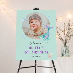 Mermaid Kids Birthday Welcome Foam Board
