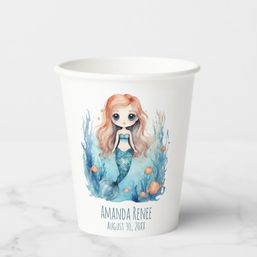 Mermaid Kids Girl Paper Party Cups