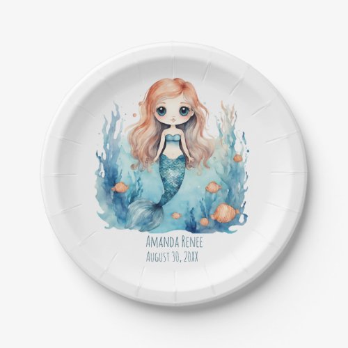 Mermaid Kids Girl Paper Party Plates