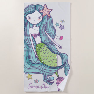 Mermaid Kids Personalized Beach Towel