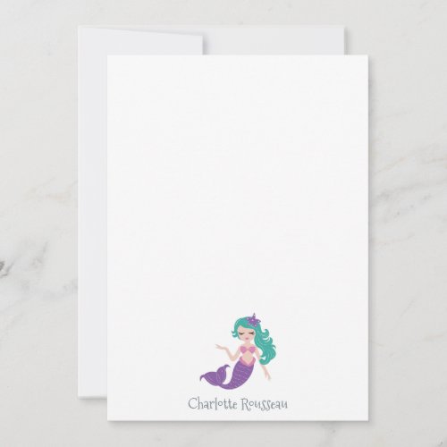 Mermaid Kids Personalized Stationery Note Card