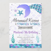 Mermaid kiss birthday invitation