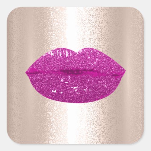 Mermaid Kiss Lips Makeup Artist Berry Pink Rose Square Sticker