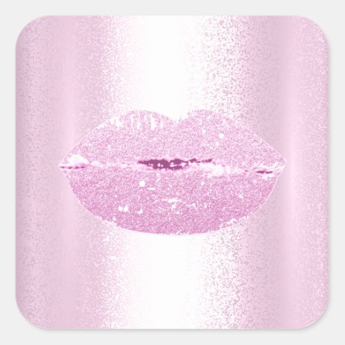 Mermaid Kiss Lips Makeup Artist Boutique Pinky Square Sticker