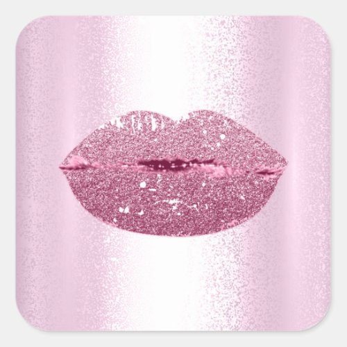 Mermaid Kiss Lips Makeup Artist Modern  Pink Girl Square Sticker