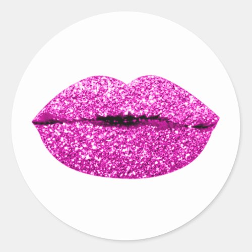 Mermaid Kiss Lips Makeup Artist Pink Magenta Classic Round Sticker